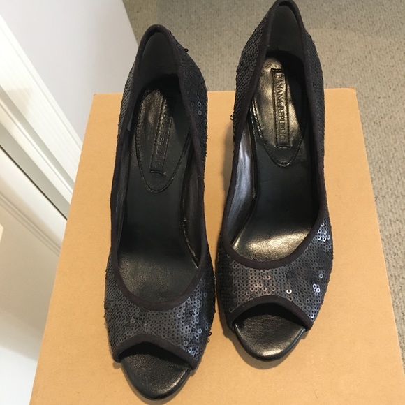 Banana Republic black sequin peep toe heels size 8 - Picture 3 of 14
